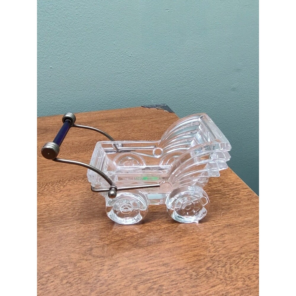 Kristal Kolor Crystal Baby Buggy Italy Cobalt Blue Glass Handle 4-3/4" long